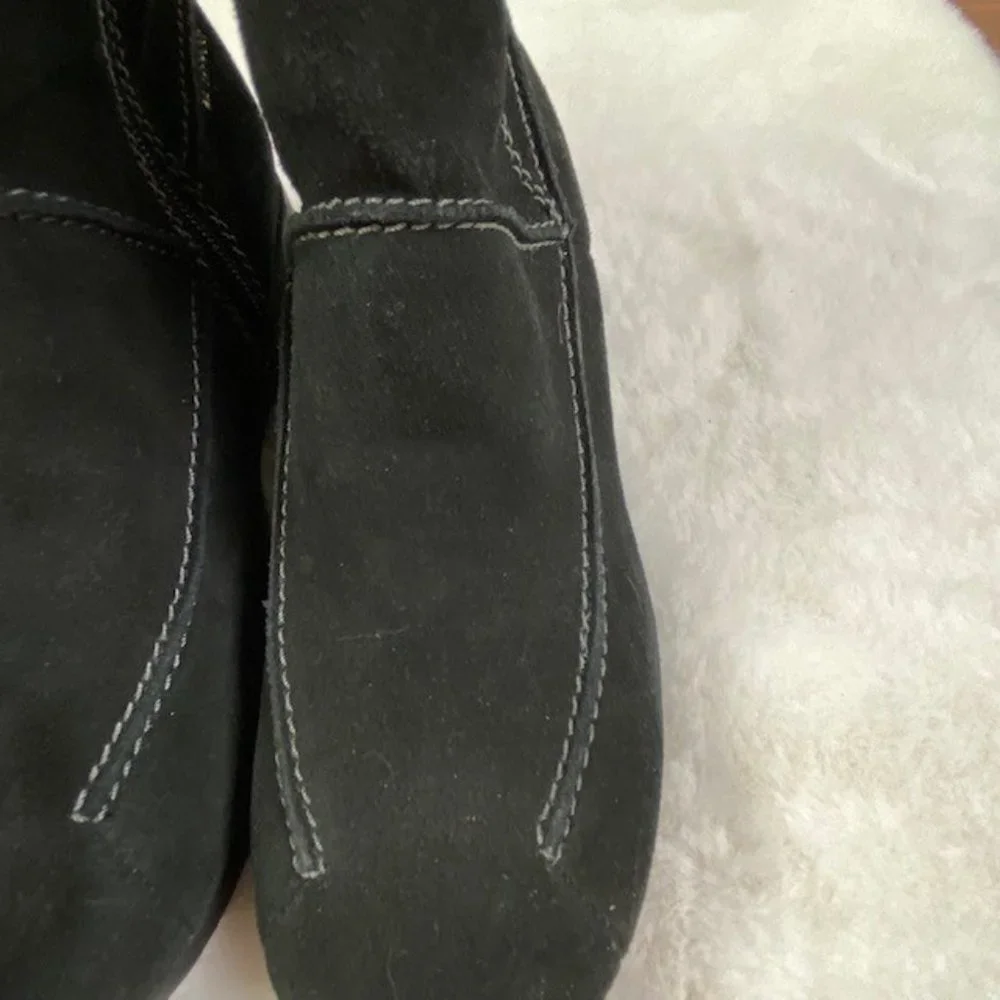 Studio Brilliant Women's‎ Black Suede Faux Fur Trim Evonna WaterProof Boots 7.5